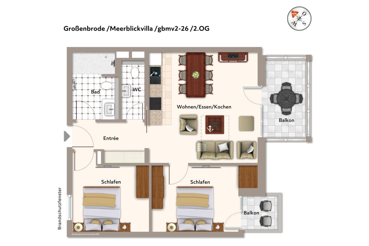 Apartmentanlage Meerblickvilla Apartmentanlage Meerblickvilla 2-26 Großenbrode - Grundriss (Angaben ohne Gewähr)