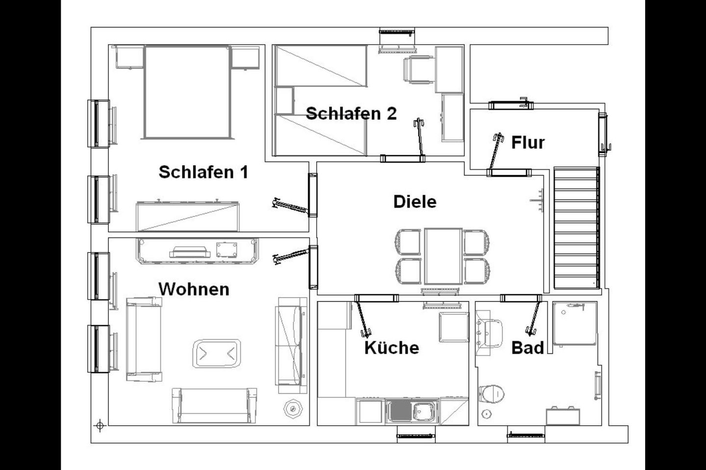  Ferienwohnung Am Hafen West "Schoner" Carolinensiel - Grundriss