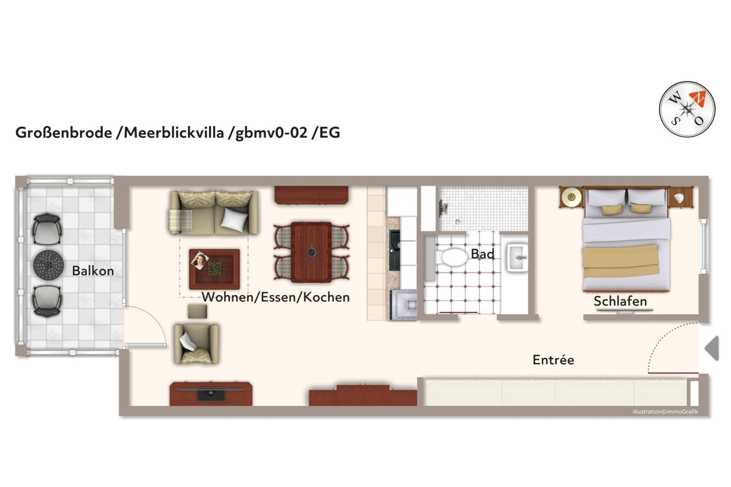 Apartmentanlage Meerblickvilla Apartmentanlage Meerblickvilla 0-02 Großenbrode - Skizzierte Darstellung - Angaben zur Einrichtung können abweichen - gbmv0-02 - Großenbrode