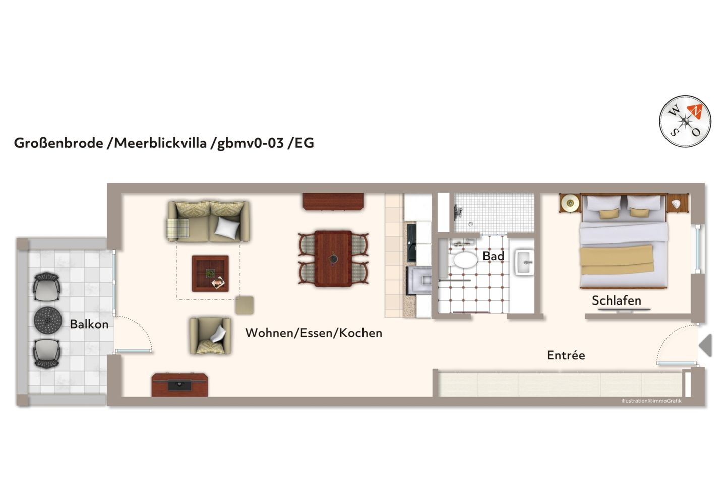 Apartmentanlage Meerblickvilla Apartmentanlage Meerblickvilla 0-03 Großenbrode - Skizzierte Darstellung - Angaben zur Einrichtung können abweichen - gbmv0-03 - Großenbrode