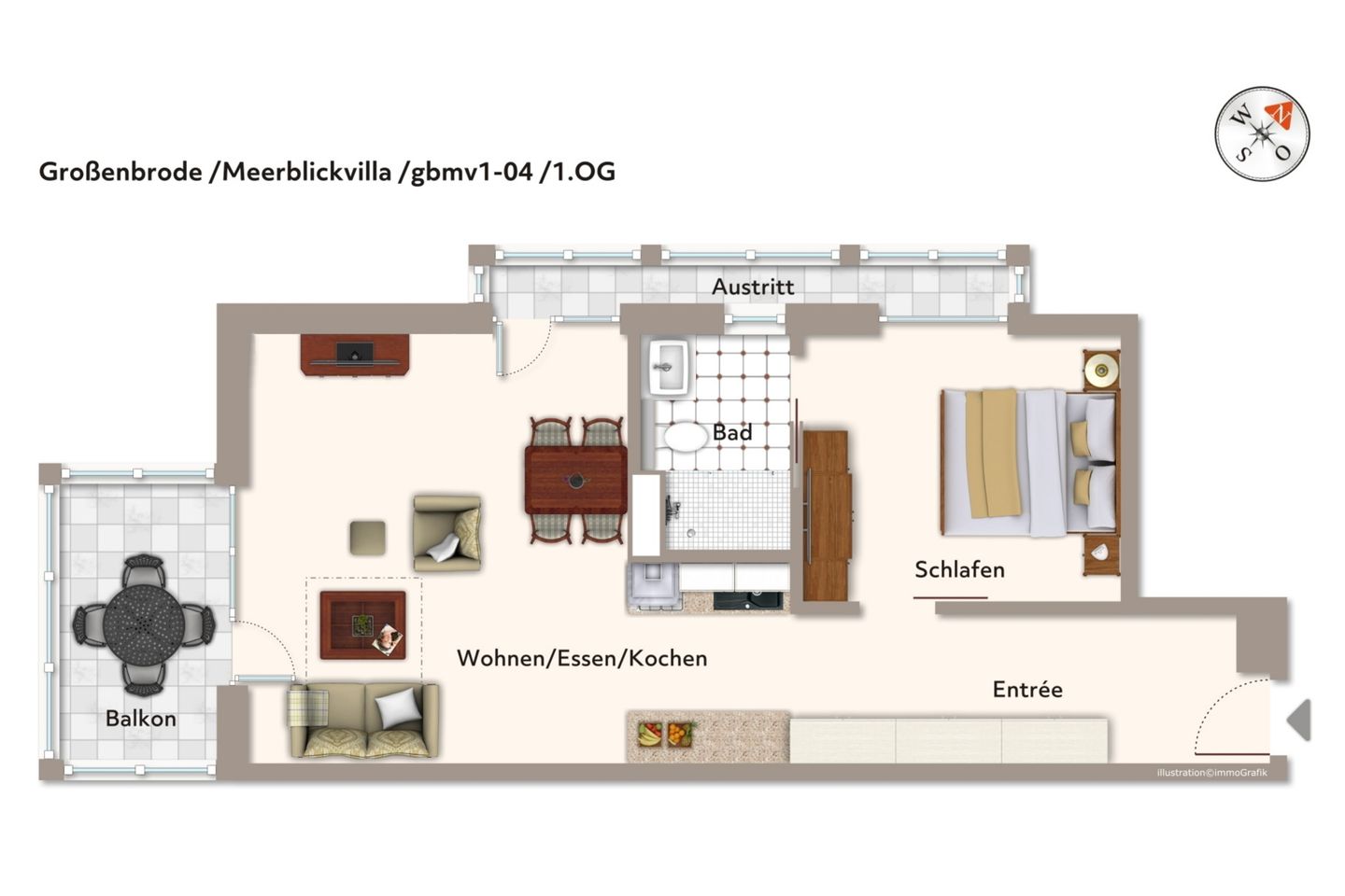 Apartmentanlage Meerblickvilla Apartmentanlage Meerblickvilla 1-04 Großenbrode - Skizzierte Darstellung - Angaben zur Einrichtung können abweichen - gbmv1-04 - Großenbrode