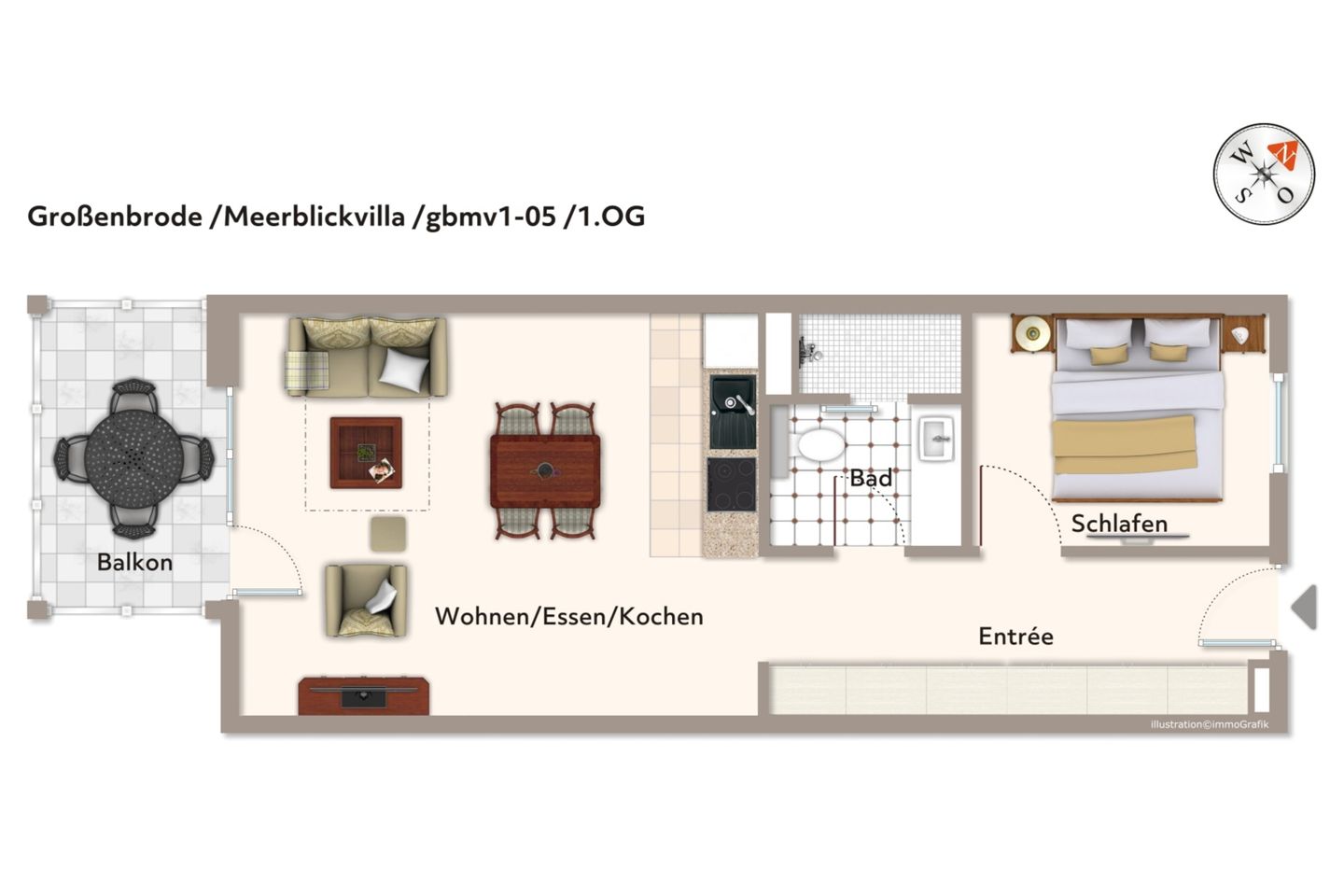 Apartmentanlage Meerblickvilla Apartmentanlage Meerblickvilla 1-05 Großenbrode - Skizzierte Darstellung - Angaben zur Einrichtung können abweichen - gbmv1-05 - Großenbrode