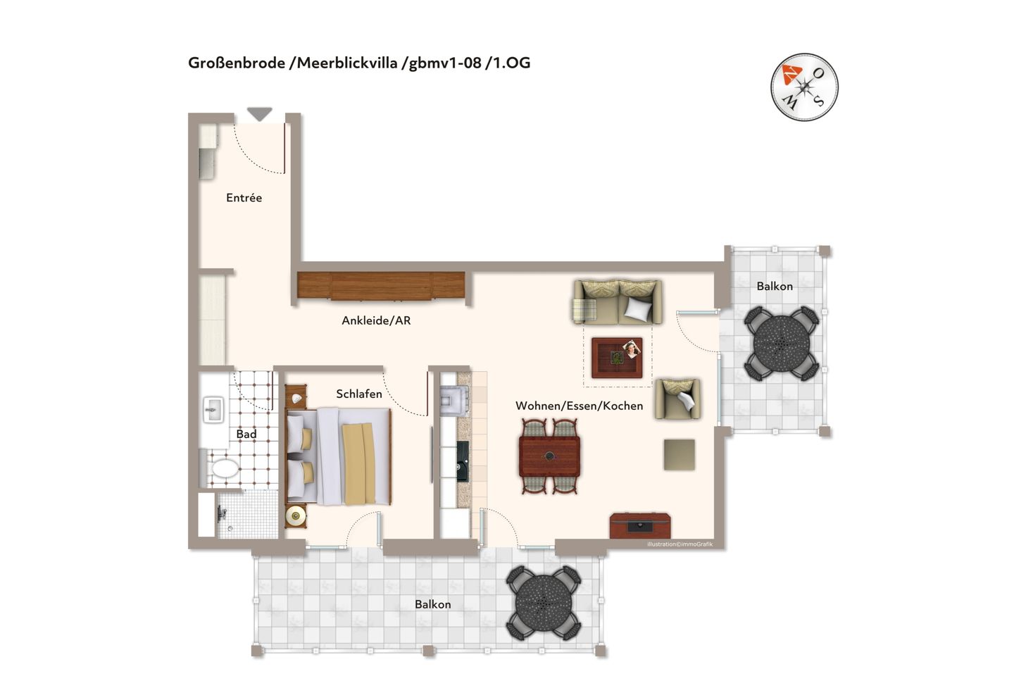 Apartmentanlage Meerblickvilla Apartmentanlage Meerblickvilla 1-08 Großenbrode - Grundriss (Angaben ohne Gewähr)