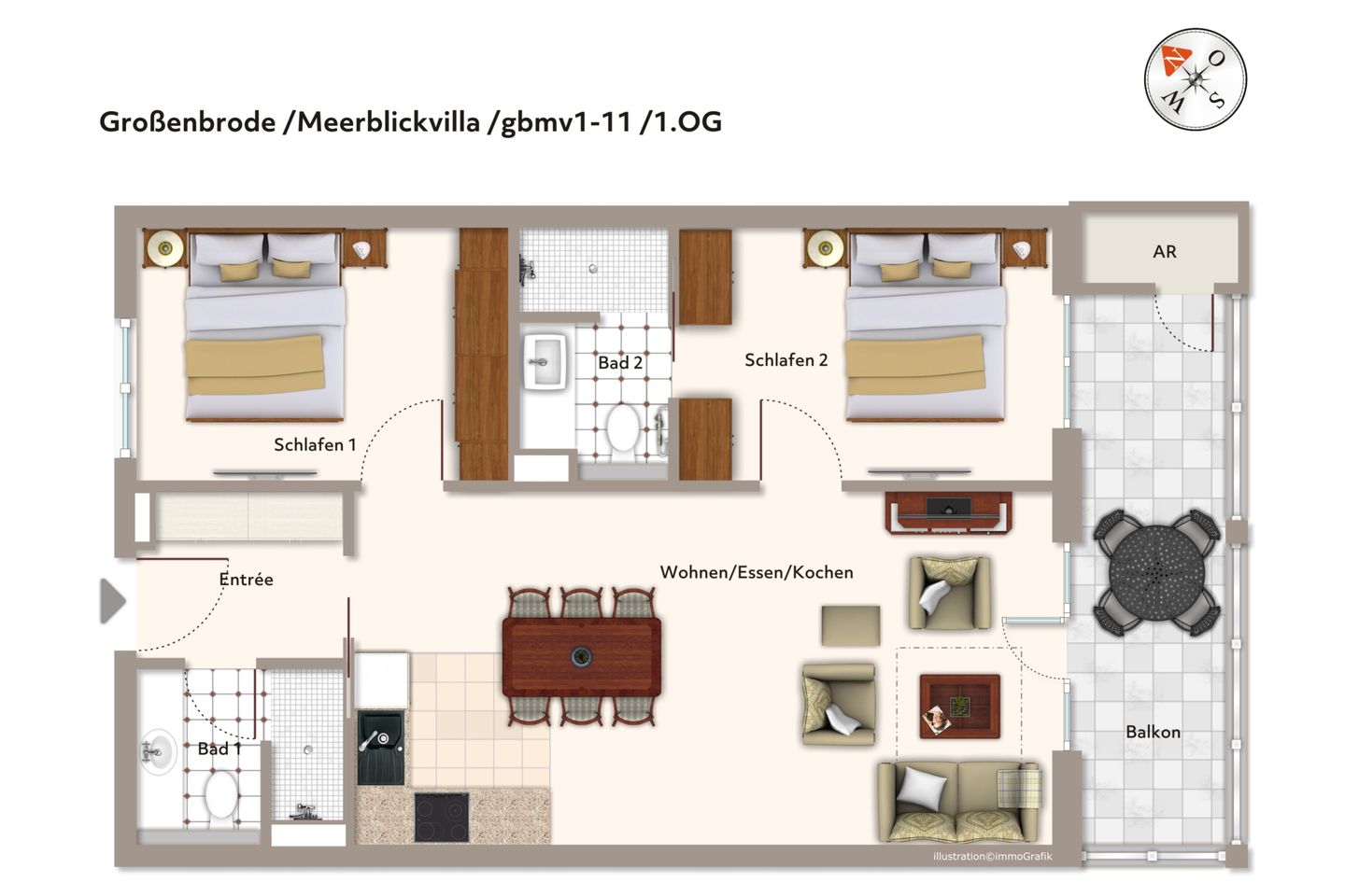 Apartmentanlage Meerblickvilla Apartmentanlage Meerblickvilla 1-11 Großenbrode - Grundriss (Angaben ohne Gewähr)