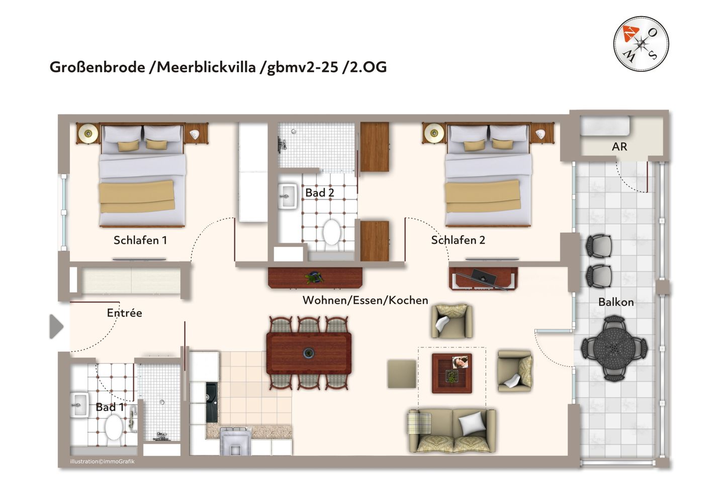 Apartmentanlage Meerblickvilla Apartmentanlage Meerblickvilla 2-25 Großenbrode - Grundriss (Angaben ohne Gewähr)