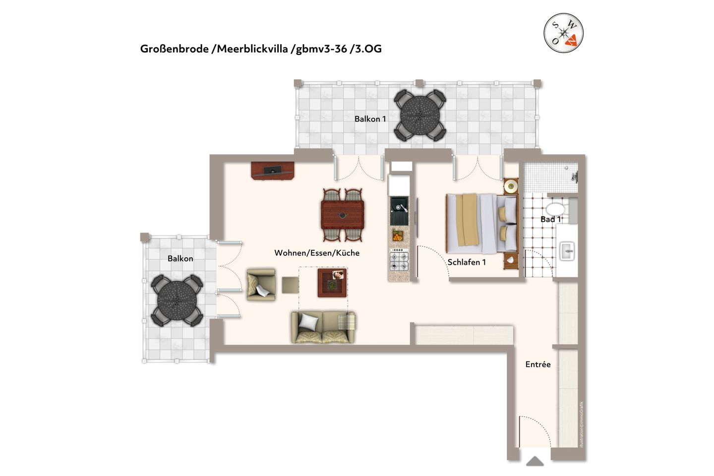Apartmentanlage Meerblickvilla Apartmentanlage Meerblickvilla 3-36 Großenbrode - Grundriss (Angaben ohne Gewähr)