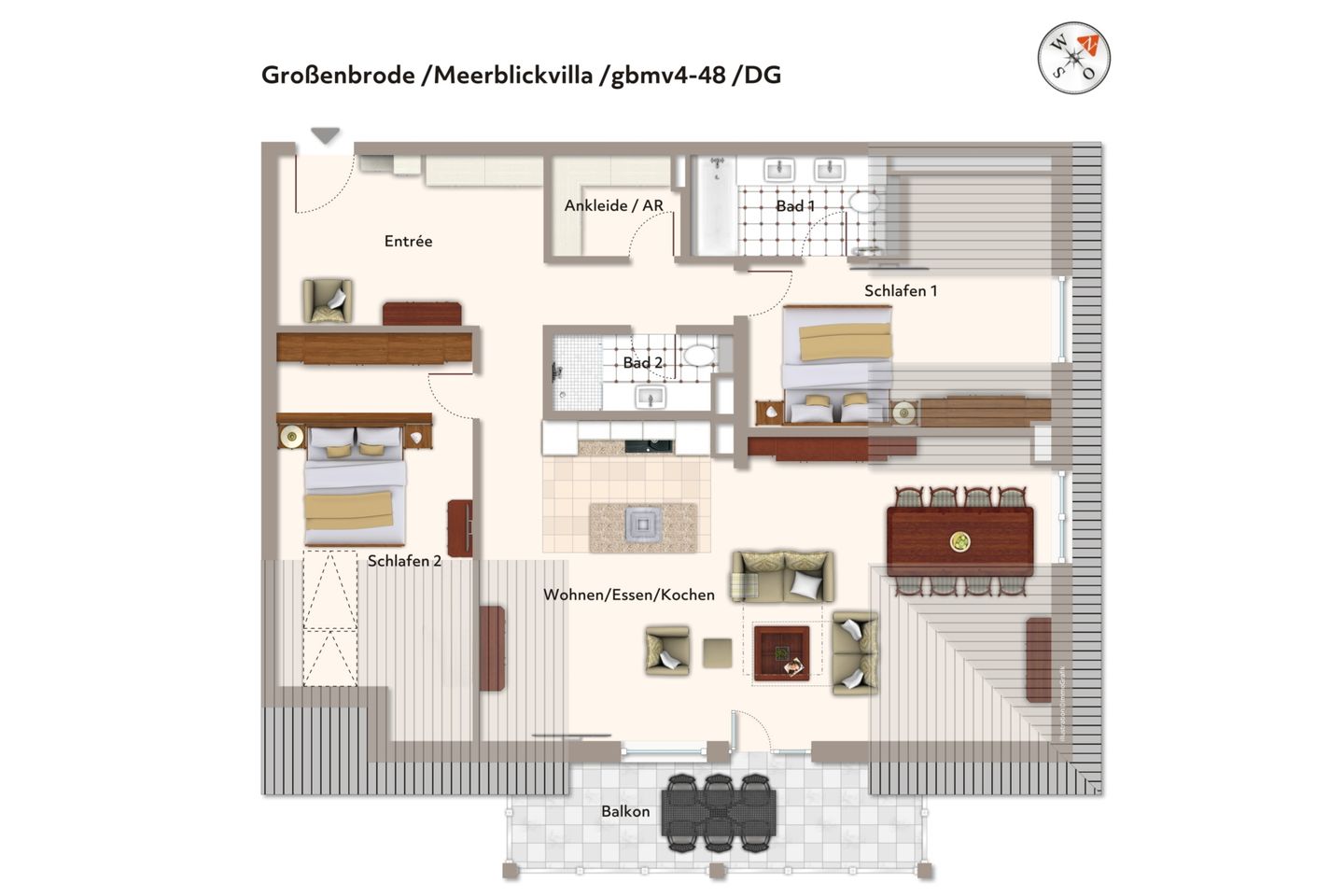 Apartmentanlage Meerblickvilla Apartmentanlage Meerblickvilla 4-48 Großenbrode - Grundriss (Angaben ohne Gewähr)