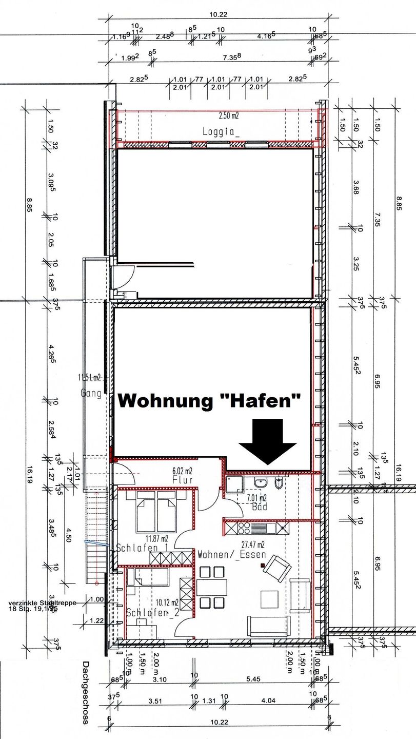  Ferienwohnung Hafen Carolinensiel - Grundriss