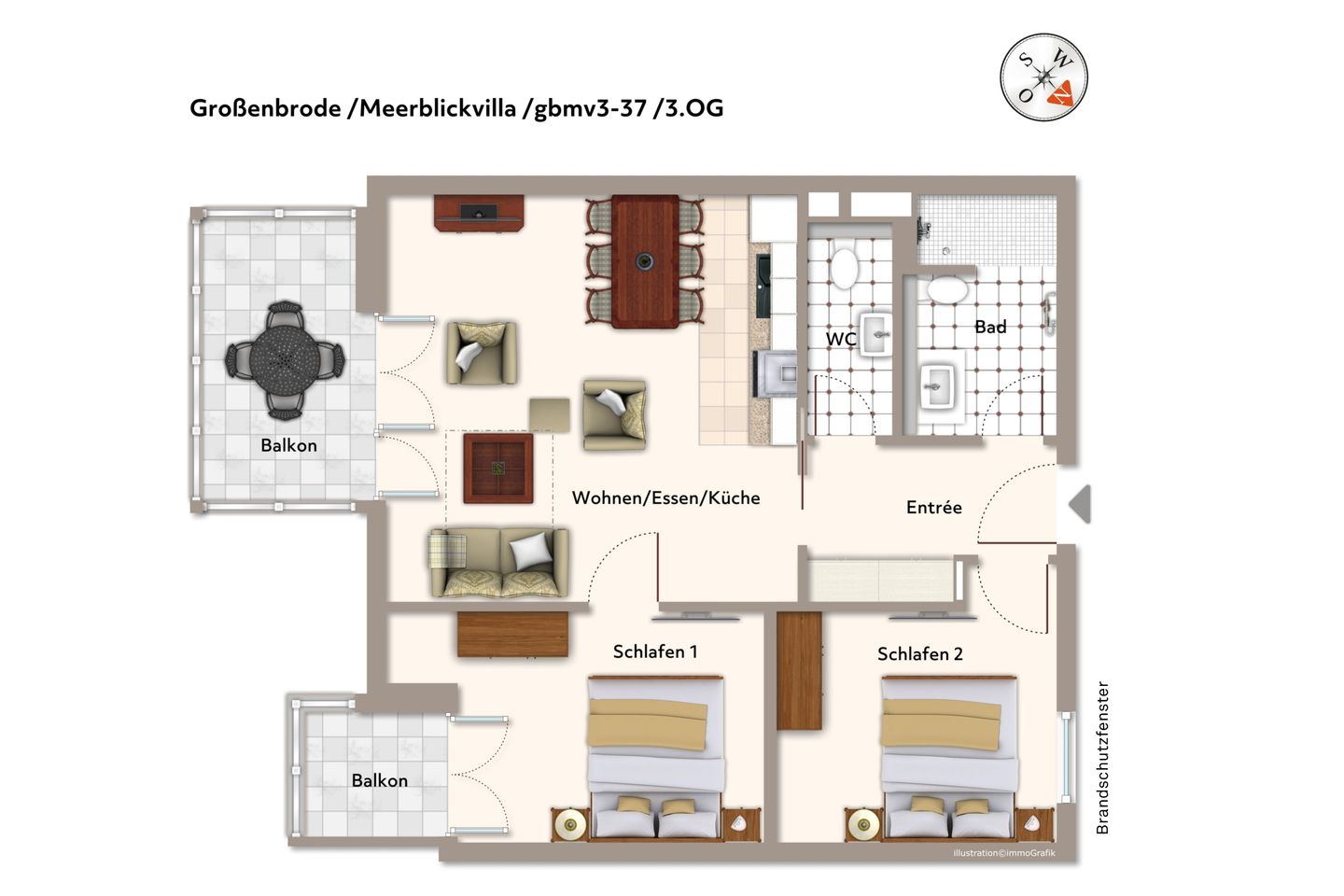 Apartmentanlage Meerblickvilla Apartmentanlage Meerblickvilla 3-37 Großenbrode - Grundriss (Angaben ohne Gewähr)