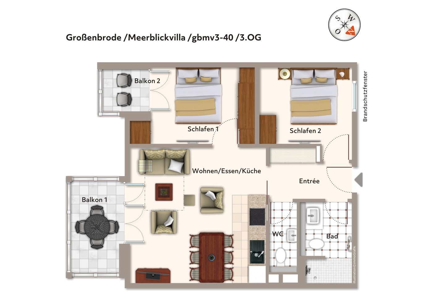 Apartmentanlage Meerblickvilla Apartmentanlage Meerblickvilla 3-40 Großenbrode - Grundriss (Angaben ohne Gewähr)