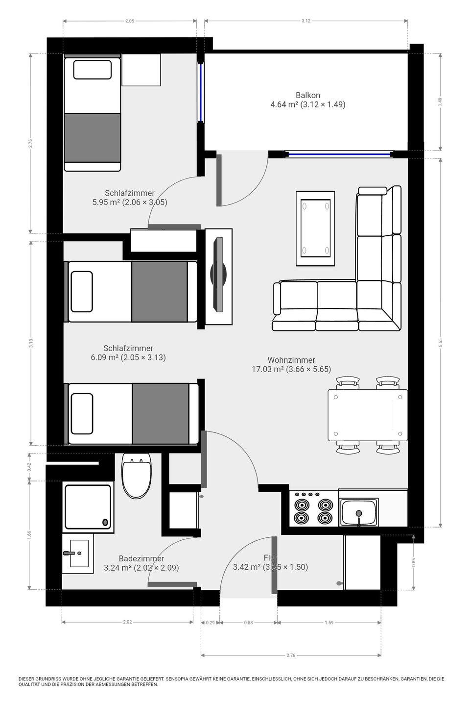 Ferienpark Hahnenklee Apartment "Mohnblume" Hahnenklee - Grundriss