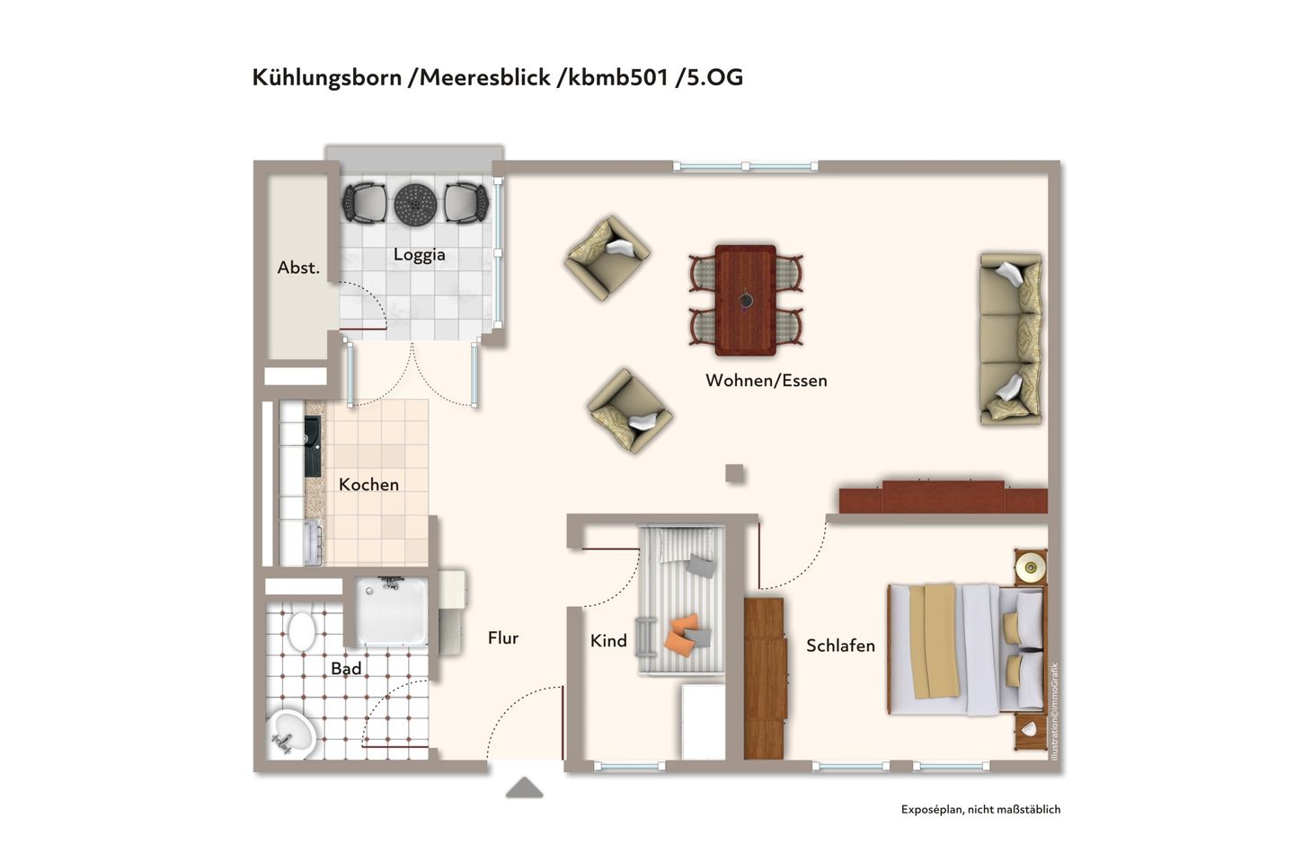 Meeresblick Meeresblick 501 Kühlungsborn - Skizzierte Darstellung - Angaben zur Einrichtung können abweichen