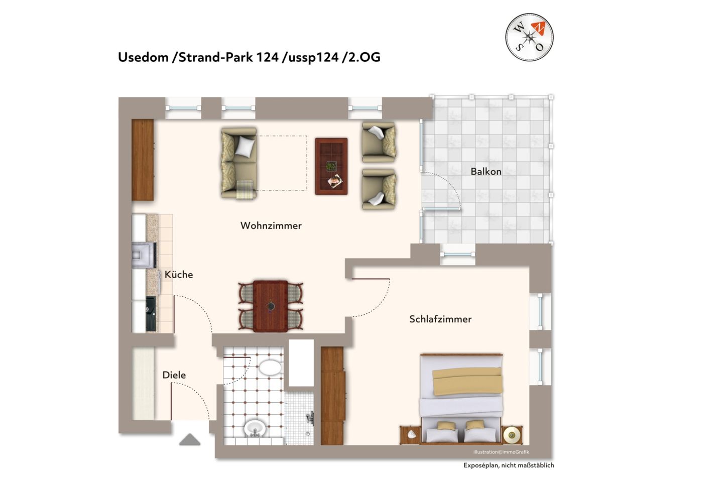 Strand-Park Strand-Park 124 Usedom - Skizzierte Darstellung - Angaben zur Einrichtung können abweichen