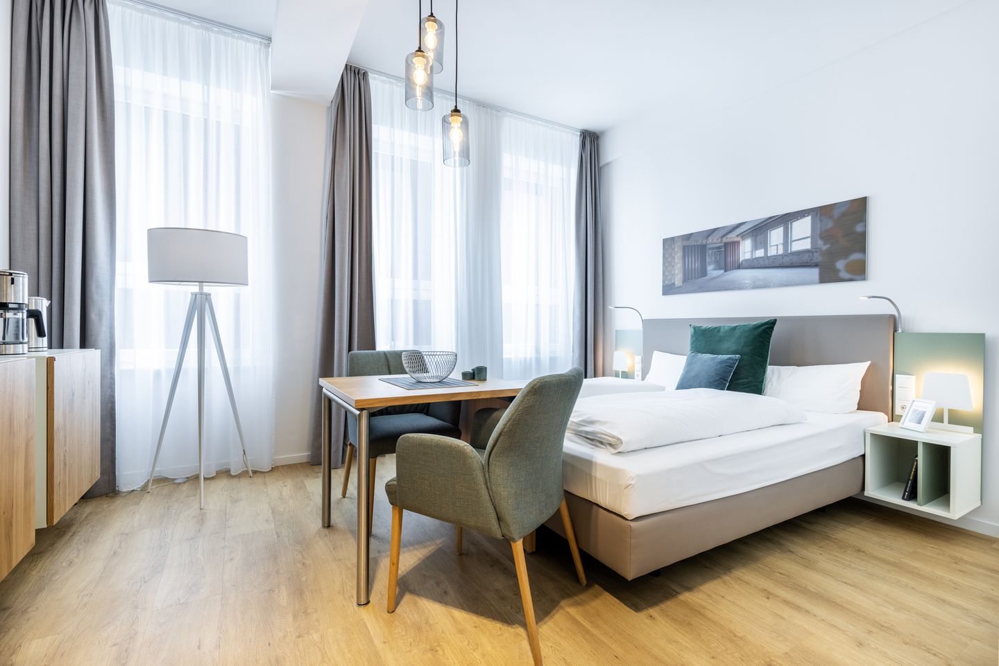 Ferienapartments am Krusespeicher Ferienapartments am Krusespeicher 1-11 Wismar - Wohn-/Schlafbereich mit Boxspringbett