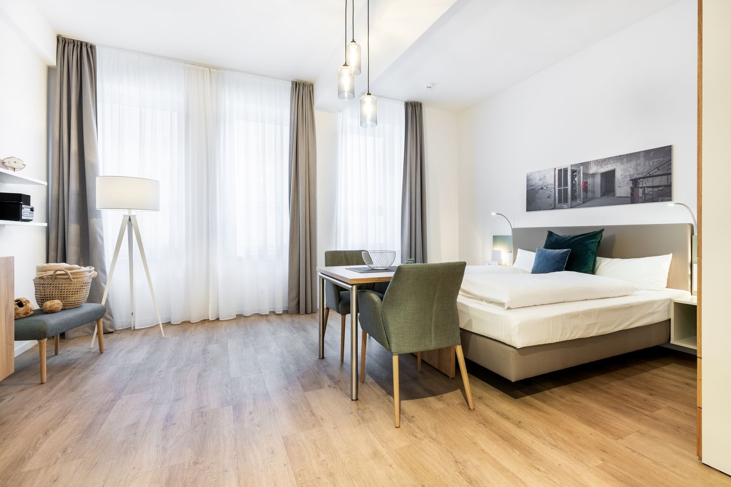 Ferienapartments am Krusespeicher Ferienapartments am Krusespeicher 1-14 Wismar - Wohn-/Schlafbereich mit Boxspringbett