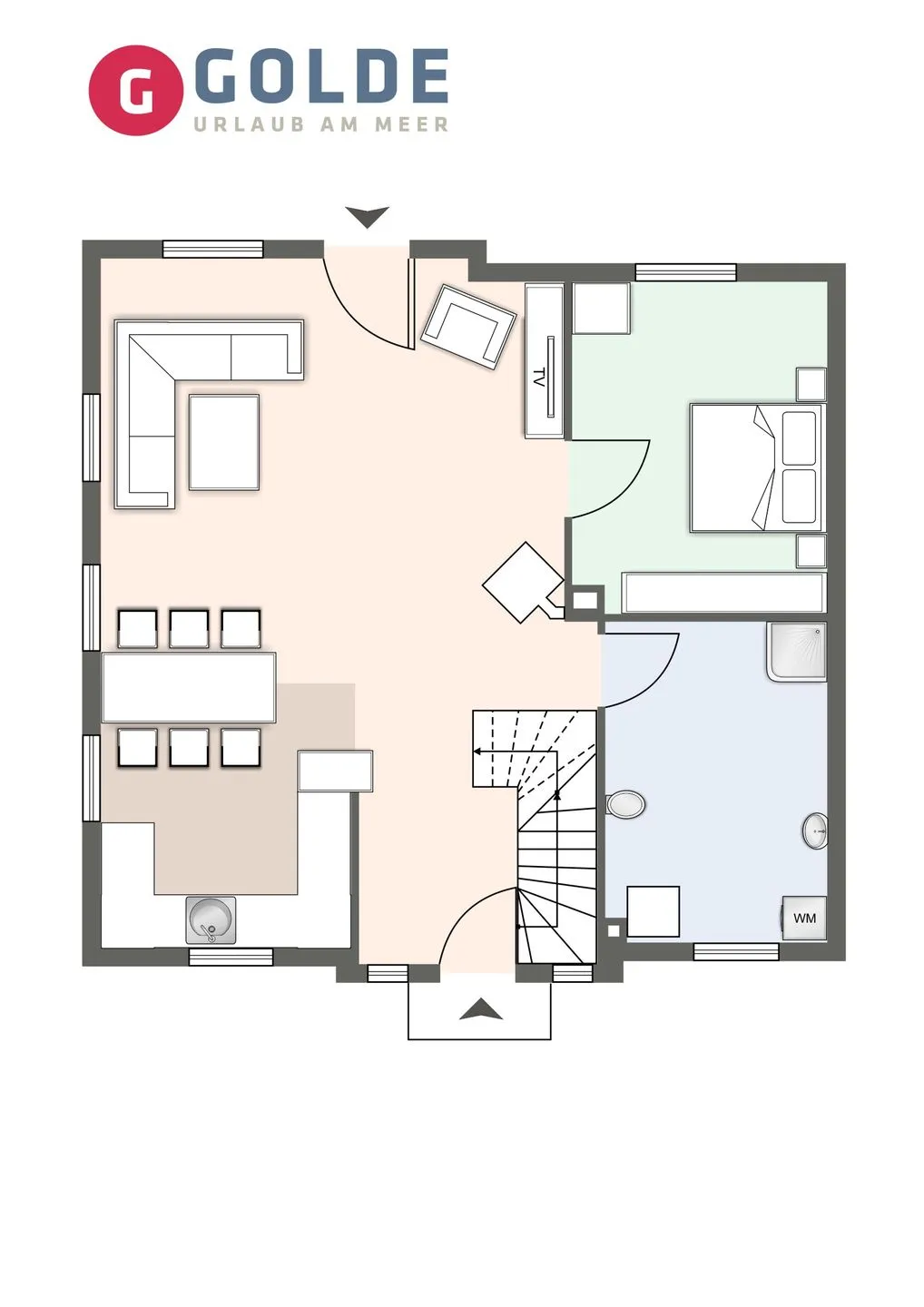 Reetdachhaus Steuerbord & Backbord Reetdachhaus Sandhus Backbord SPO Dorf - Grundriss