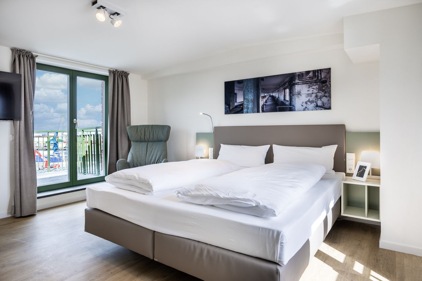 Krusespeicher Krusespeicher 6-74 Wismar - Schlafzimmer mit Doppelbett