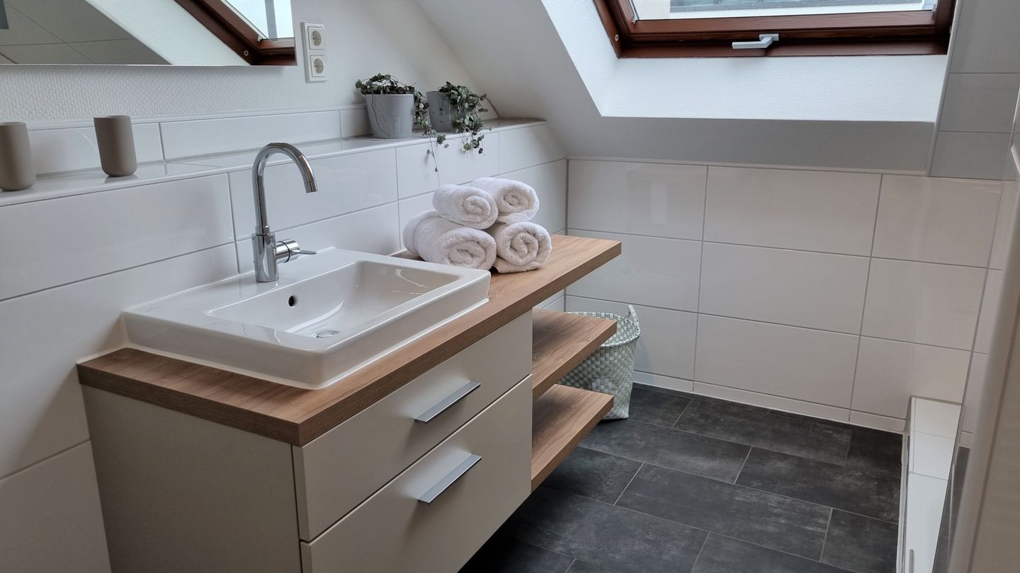 Haus Borkumitte Appartement Mellum Haus Borkumitte - Bad Waschtisch