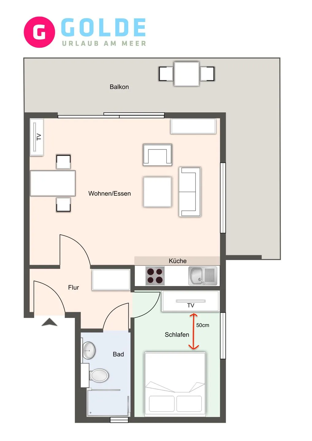 Haus Utlande Appartement Austernblick SPO Bad - Grundriss
