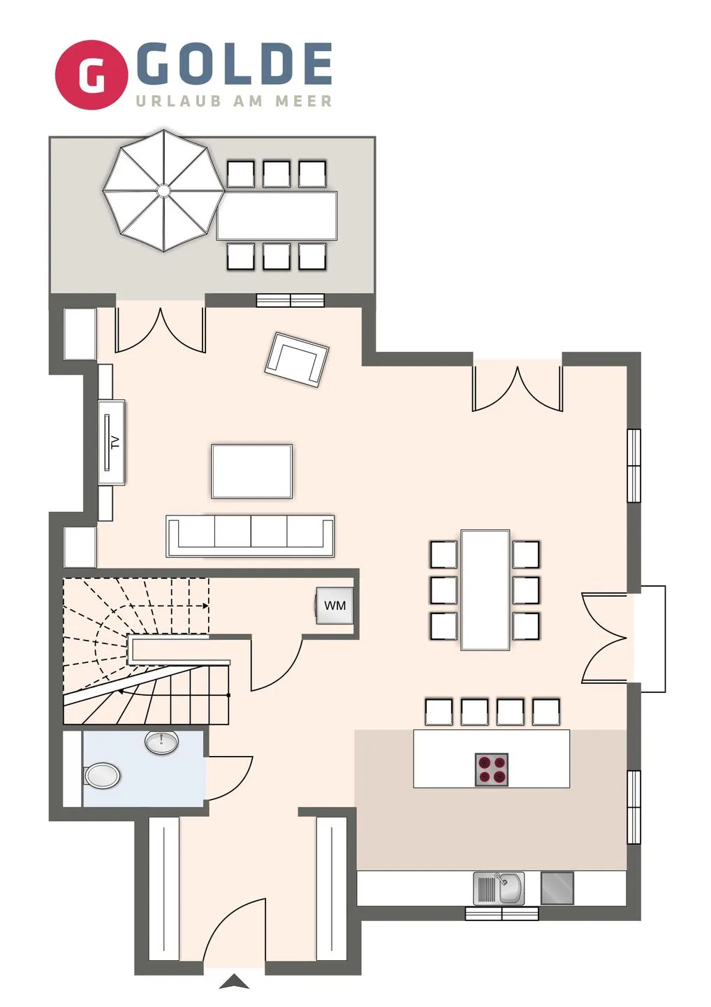 Reetdachhaus Gaia & Ganymed Reetdachhaus Ganymed SPO Dorf - Grundriss