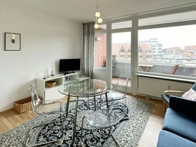 Wohnzimmer der Ferienwohnung Buchholtz in Wittdün auf Amrum Haus Nordenlicht Ferienwohnung „Dr. Buchholtz"