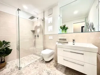 Badezimmer mit Dusche Logierhaus Friedrich WE 6 - "Strandperle"