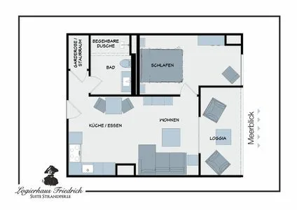 Grundriss der Wohnung Logierhaus Friedrich WE 6 - "Strandperle"