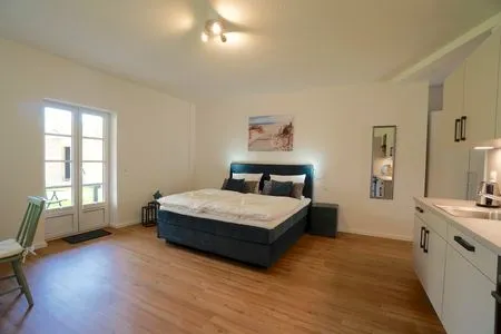 Schlafzimmer Ferienwohnung 'Lütt Stuv' für zwei Personen direkt am Schleswiger Dom