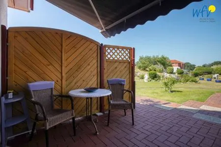 Terrasse Ferienhaus Heidi Häuschen Seehund