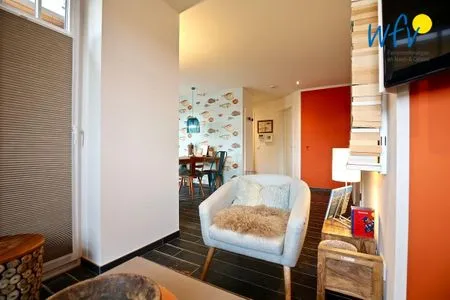 Wohnzimmer Bootshaus in den Dünen - 1 Ferienwohnung "Unter Fischen"