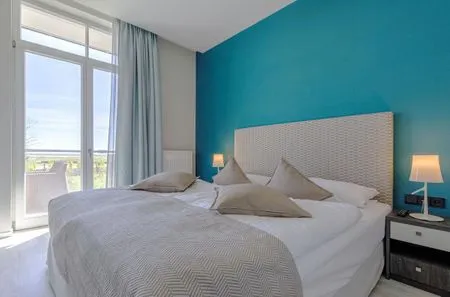 Ferienwohnung Strandlilie Ostseebad Wustrow Schlafzimmer mit Blick Richtung Bodden  Strandlilie