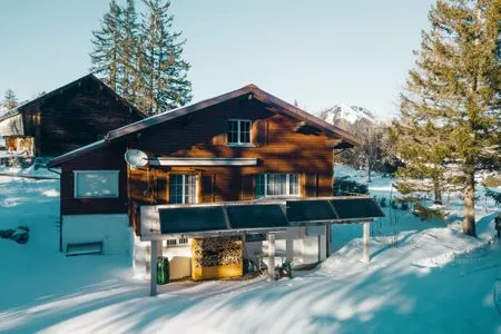 View of the house in winter Chalet Chapfwald