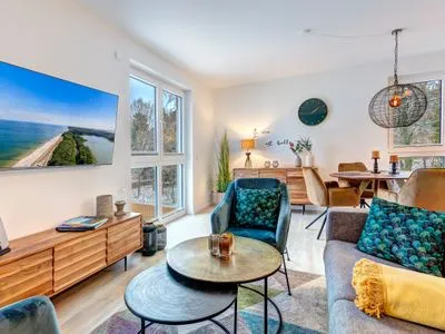 Wohnzimmer Bernsteinquartier, Whg. 05.56 "Meeresgold"