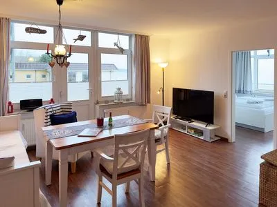 Wohnzimmer der Ferienwohnung Wattkieker in Wittdün auf Amrum Haus Nordenlicht Ferienwohnung Wattkieker