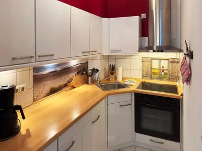 Küche in der Ferienwohnung Wattkieker in Wittdün auf Amrum Haus Nordenlicht Ferienwohnung Wattkieker