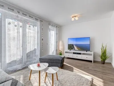 Wohnzimmer Bernsteinquartier, Ferienhaus 06b "Lachmöwe"