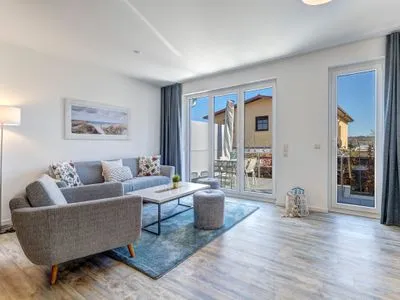 Wohnzimmer Bernsteinquartier, Ferienhaus 09a "Meeresrauschen"