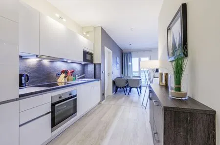 Ferienwohnung Strandgeflüster Ostseebad Wustrow ZweiWasser Alte Seefahrtschule Ausgestattete Küche  Strandgeflüster