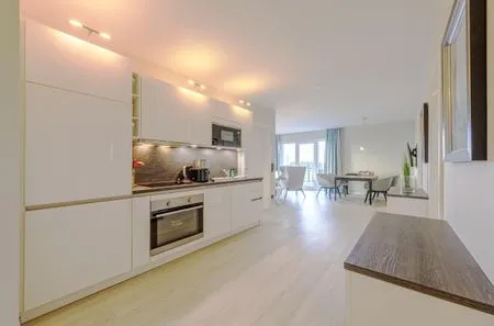 Ferienwohnung Strandlounge Ostseebad Wustrow ZweiWasser Alte Seefahrtschule Küche  Strandlounge