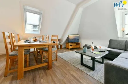 Wohnzimmer Haus Dünenrose Ferienwohnung Strandläufer