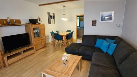 Wohnzimmer Feriendorf Hochbergle Haus 142 - Lechseeblick