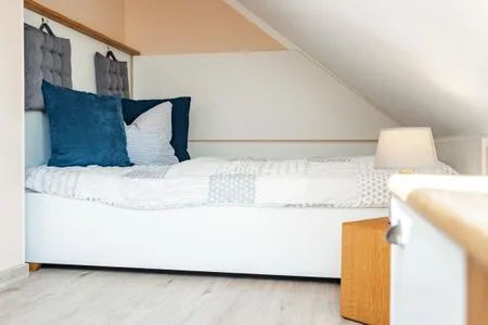 Schlafniesche mit Doppelbett Residenz am Strand Wohnung 6-80