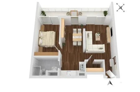 Ferienwohnung First Marina View Waren (Müritz) - Grundriss mit durchdachter Raumaufteilung und Balkon zum Hafen  First Marina View