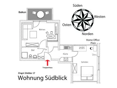 Grundriss  Glebbe 17 - Wohnung Südblick