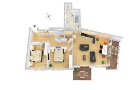 ChatGPT:  Ferienwohnung Garzini Hafenresidenz Waren (Müritz) – Grundriss der großzügigen Ferienwohnung mit zwei SZ  Garzini