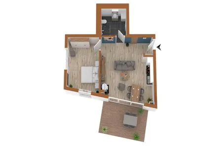 Apartment Yoga-Oase Krakow am See – Grundriss des Apartments  Yoga-Oase