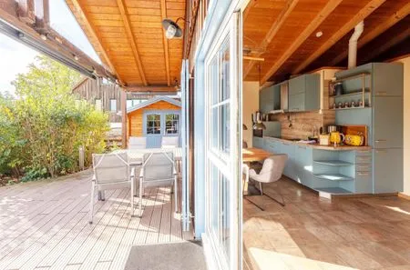 Ferienhaus Blau am See Essbereich auf der Terasse  Blau am See