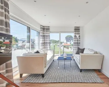 Wohnzimmer Hafenglück - mit Balkon & außergewöhnlichem Hafenblick