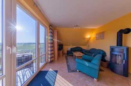 Ferienwohnung Storchenhorst Göhren-Lebbin - Blick auf die Couch im Wohnbereich  Storchenhorst