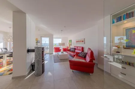 Ferienwohnung Müritzoase Hafenresidenz Waren (Müritz) - Wohnzimmer mit Hafenblick  Müritzoase